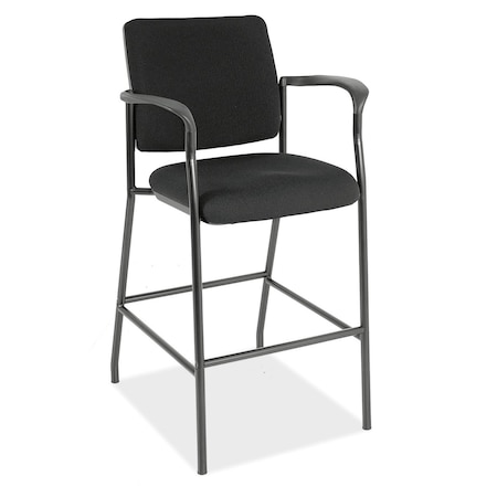 Officesource Sleek Stool Fabric Guest Stool with Arms and Black Frame 2994FBK
